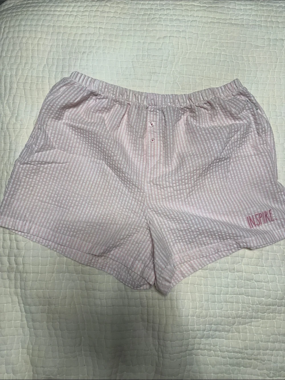 Rae Dunn Light Pink Striped Lounge Shorts